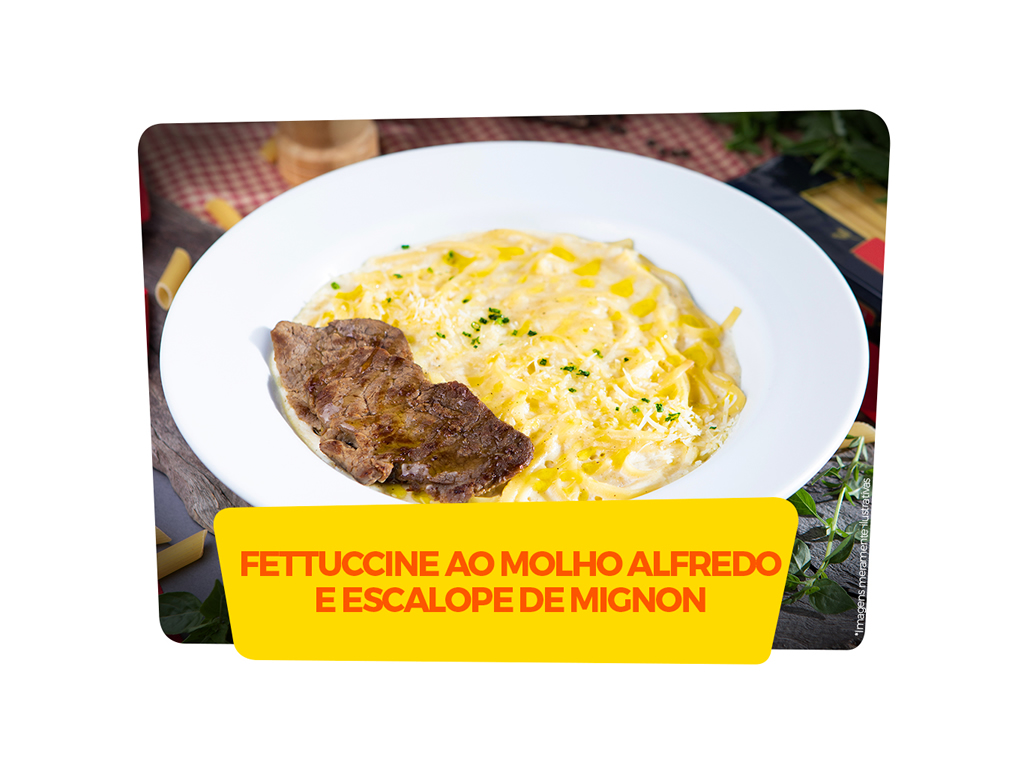 Fettuccine Alfredo com Escalope de Mignon